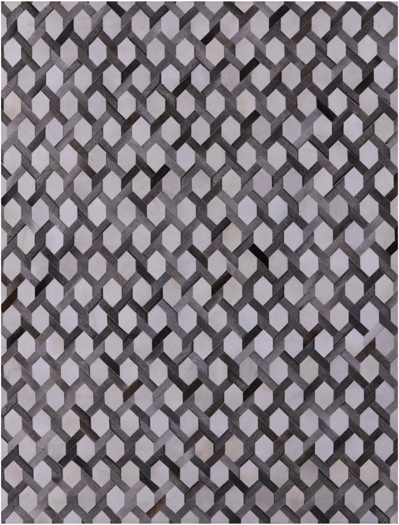 Grey & White Patchwork Natural Cowhide Rug - 9' 0" x 12' 0"