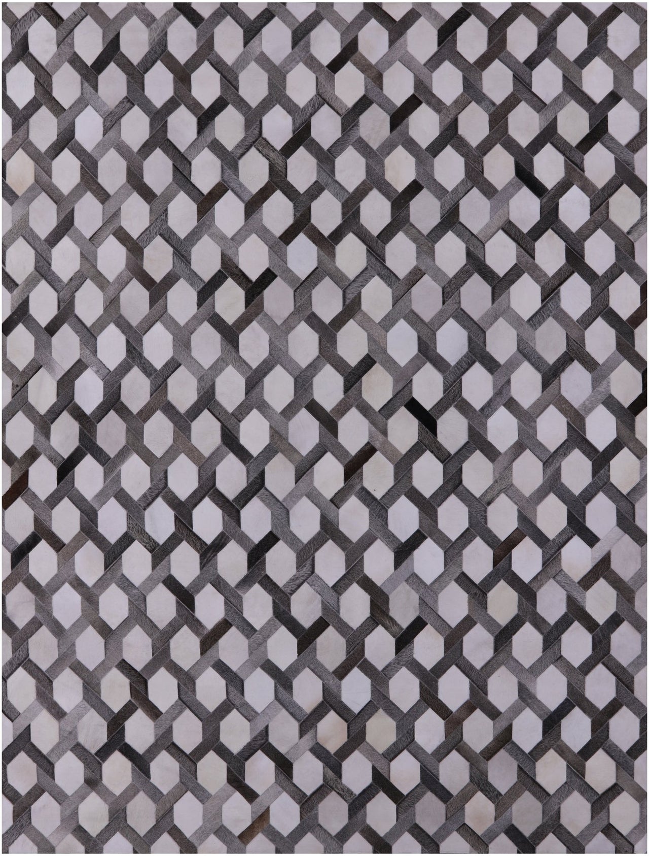 Grey & White Patchwork Cowhide Rug - 9' 0" x 12' 0"