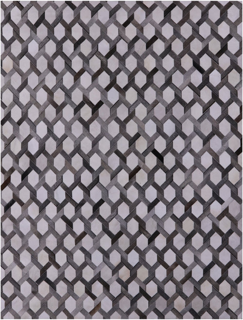 Grey & White Patchwork Natural Cowhide Rug - 9' 0