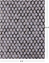 Thumbnail for Grey & White Patchwork Natural Cowhide Rug - 9' 0