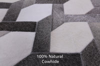 Thumbnail for Grey & White Square Patchwork Cowhide Rug - 10' 0