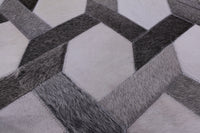 Thumbnail for Grey & White Square Patchwork Cowhide Rug - 10' 0