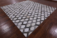 Thumbnail for Grey & White Square Patchwork Cowhide Rug - 10' 0