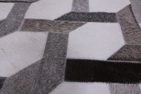 Thumbnail for Grey & White Square Patchwork Cowhide Rug - 9' 0