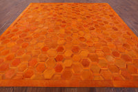 Thumbnail for Orange Square Patchwork Cowhide Rug - 10' 0