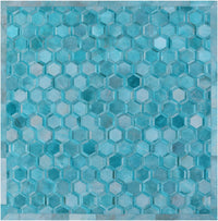 Thumbnail for Teal Blue Square Patchwork Cowhide Rug - 8' 0