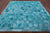 Teal Blue Square Patchwork Cowhide Rug - 8' 0" x 8' 0"