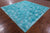 Teal Blue Square Patchwork Cowhide Rug - 8' 0" x 8' 0"