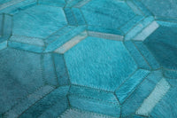 Thumbnail for Teal Blue Patchwork Cowhide Rug - 10' 0