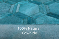 Thumbnail for Teal Blue Patchwork Natural Cowhide Rug - 10' 0