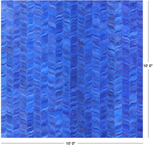 Blue Square Patchwork Natural Cowhide Rug - 10' 0