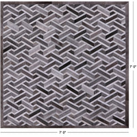 Thumbnail for Grey Square Patchwork Natural Cowhide Rug - 7' 0