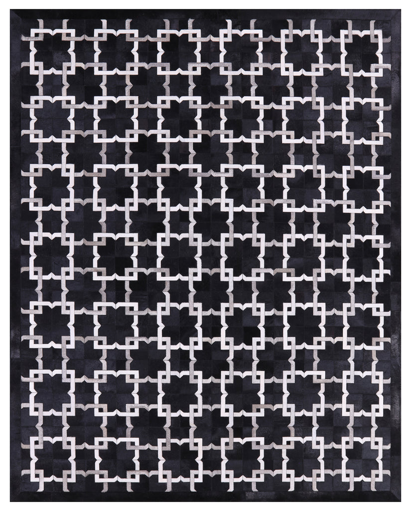 Black Patchwork Cowhide Rug - 8' 0" x 10' 0"