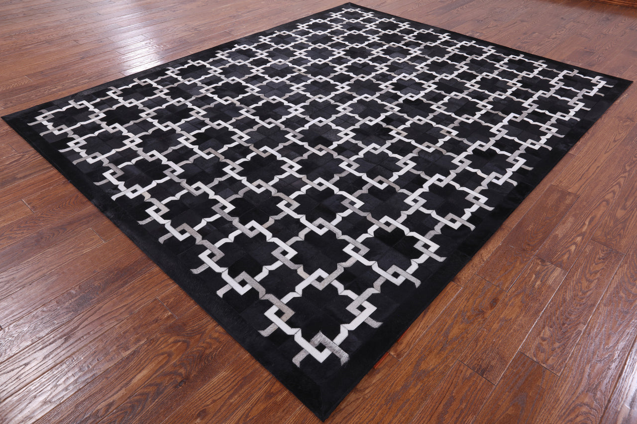 Black Patchwork Cowhide Rug - 8' 0" x 10' 0"