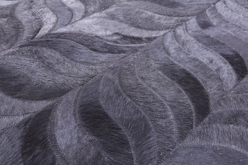 Black Square Patchwork Natural Cowhide Rug - 9' 0