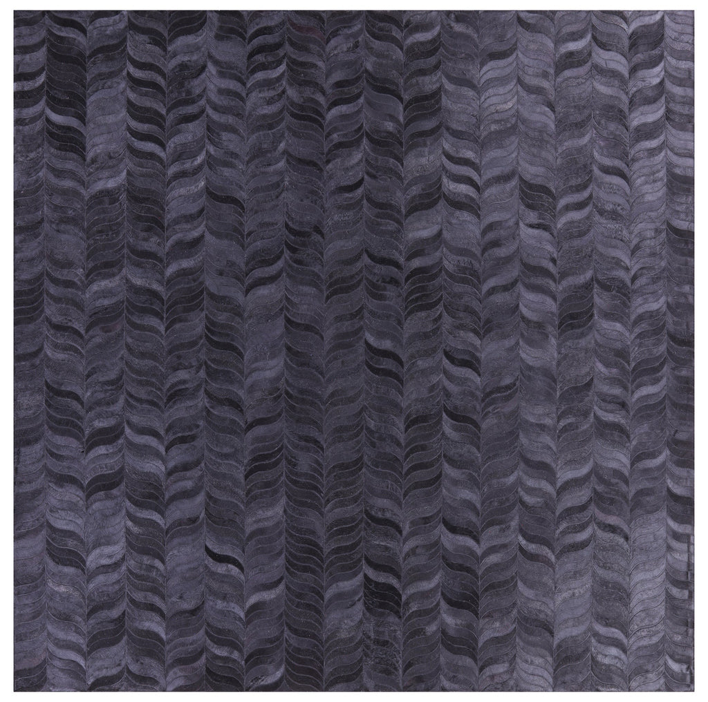 Black Square Patchwork Natural Cowhide Rug - 9' 0" x 9' 0"