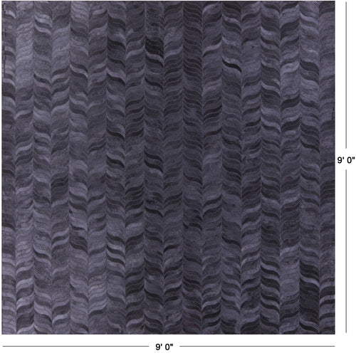 Black Square Patchwork Natural Cowhide Rug - 9' 0