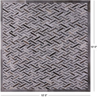 Thumbnail for Grey Square Patchwork Natural Cowhide Rug - 10' 0