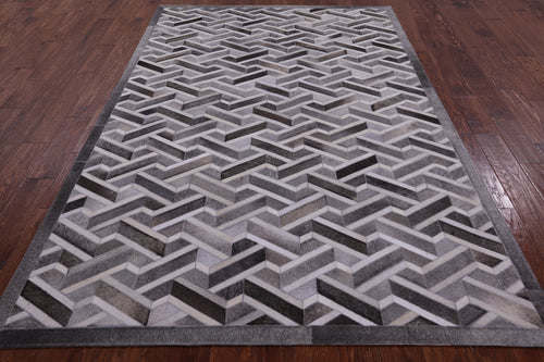 Grey Patchwork Natural Cowhide Rug - 6' 0
