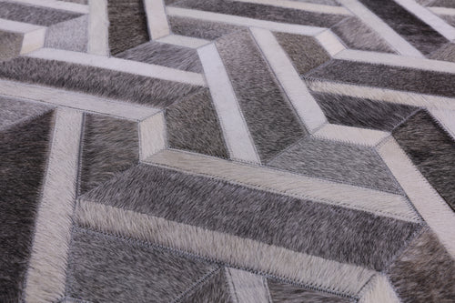 Grey Patchwork Natural Cowhide Rug - 6' 0