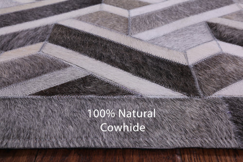 Grey Patchwork Natural Cowhide Rug - 6' 0