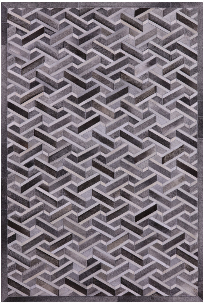 Grey Patchwork Natural Cowhide Rug - 6' 0" x 9' 0"