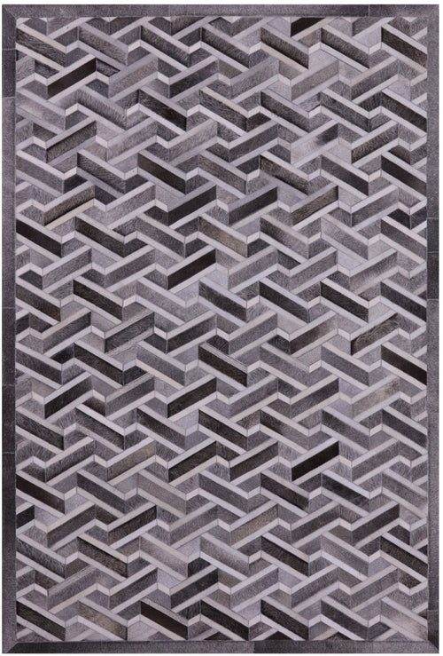 Grey Patchwork Natural Cowhide Rug - 6' 0