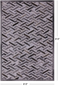 Thumbnail for Grey Patchwork Natural Cowhide Rug - 6' 0