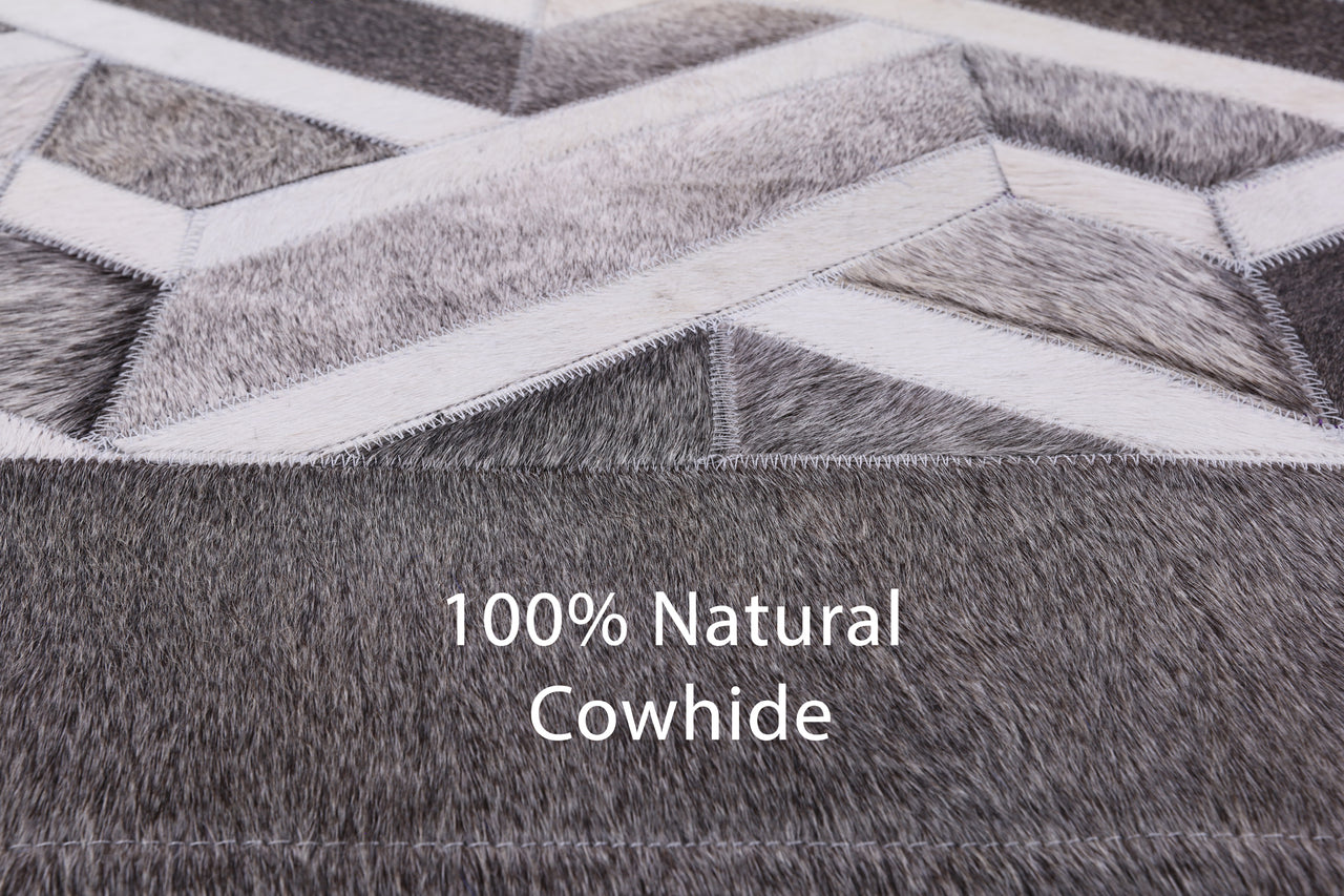 Grey Patchwork Natural Cowhide Rug - 10' 0" x 14' 0"