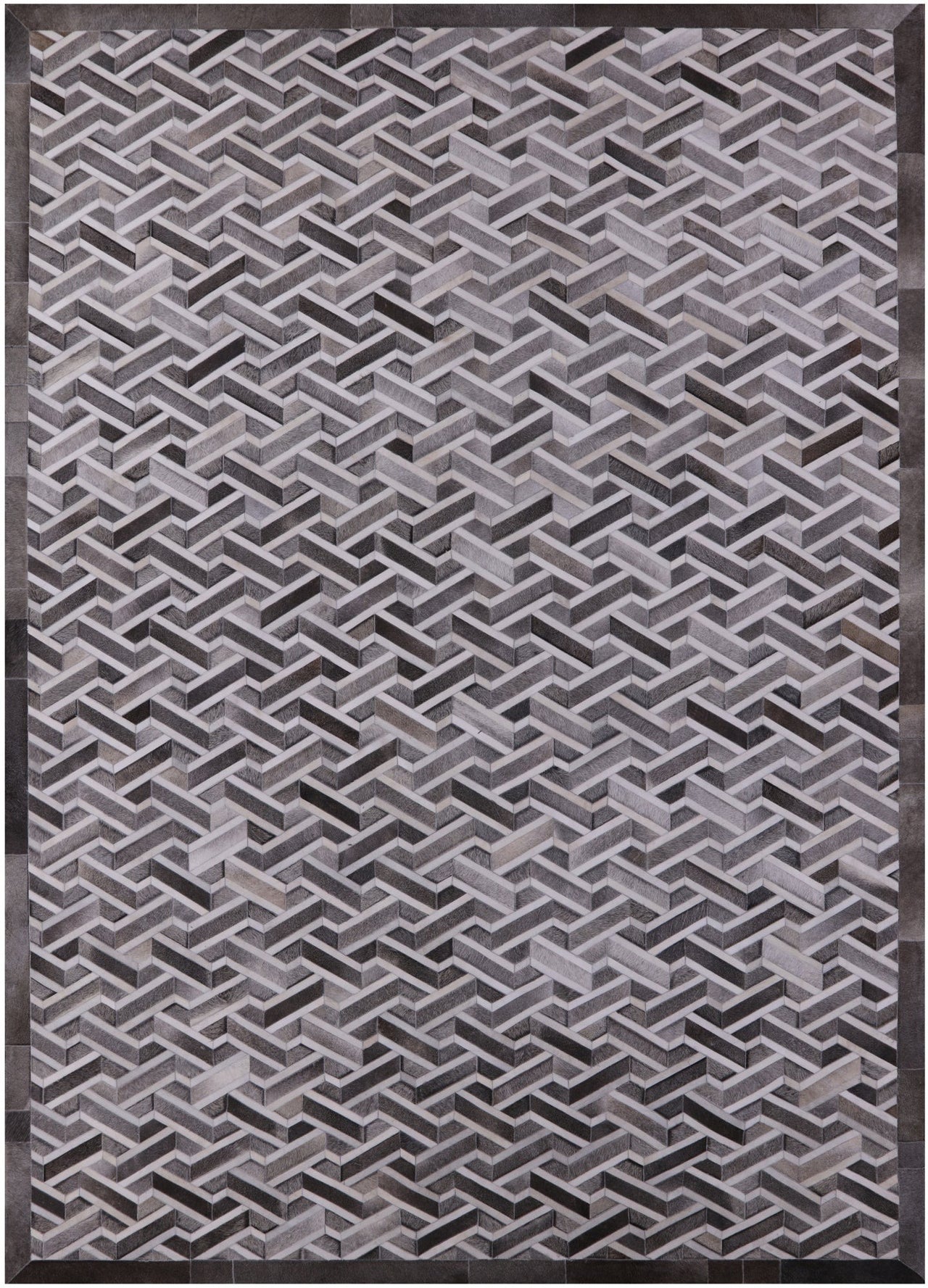 Grey Patchwork Cowhide Rug - 10' 0" x 14' 0"