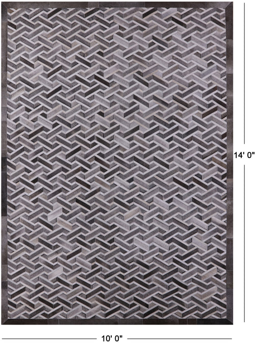 Grey Patchwork Natural Cowhide Rug - 10' 0