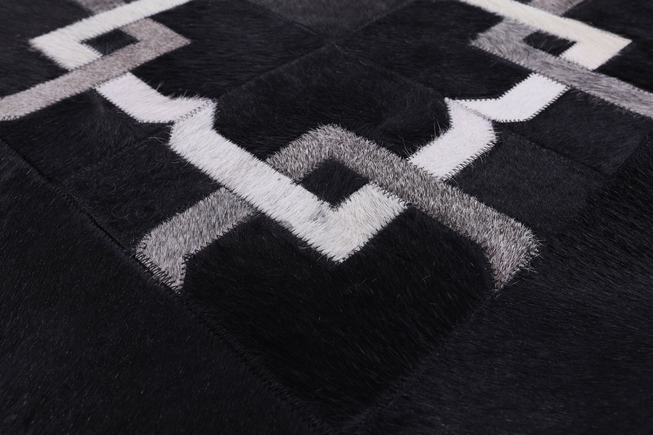 Black Patchwork Cowhide Rug - 10' 0" x 14' 0"