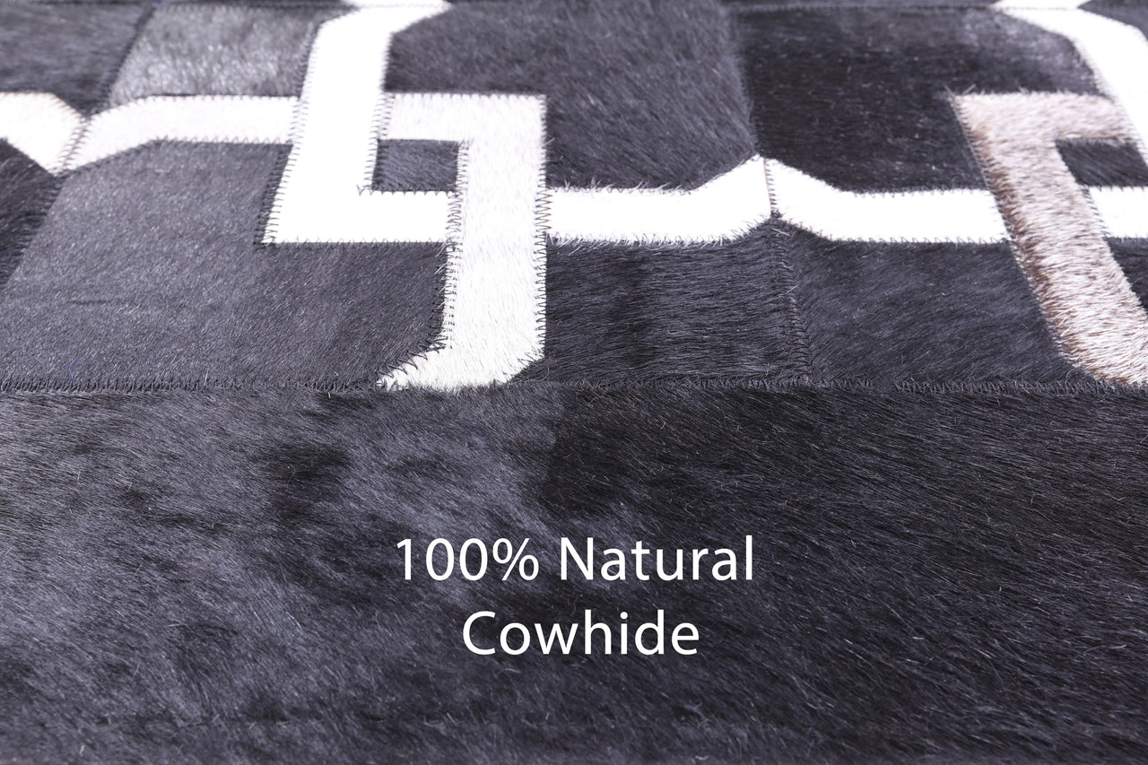 Black Patchwork Natural Cowhide Rug - 10' 0" x 14' 0"