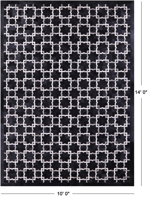 Black Patchwork Natural Cowhide Rug - 10' 0