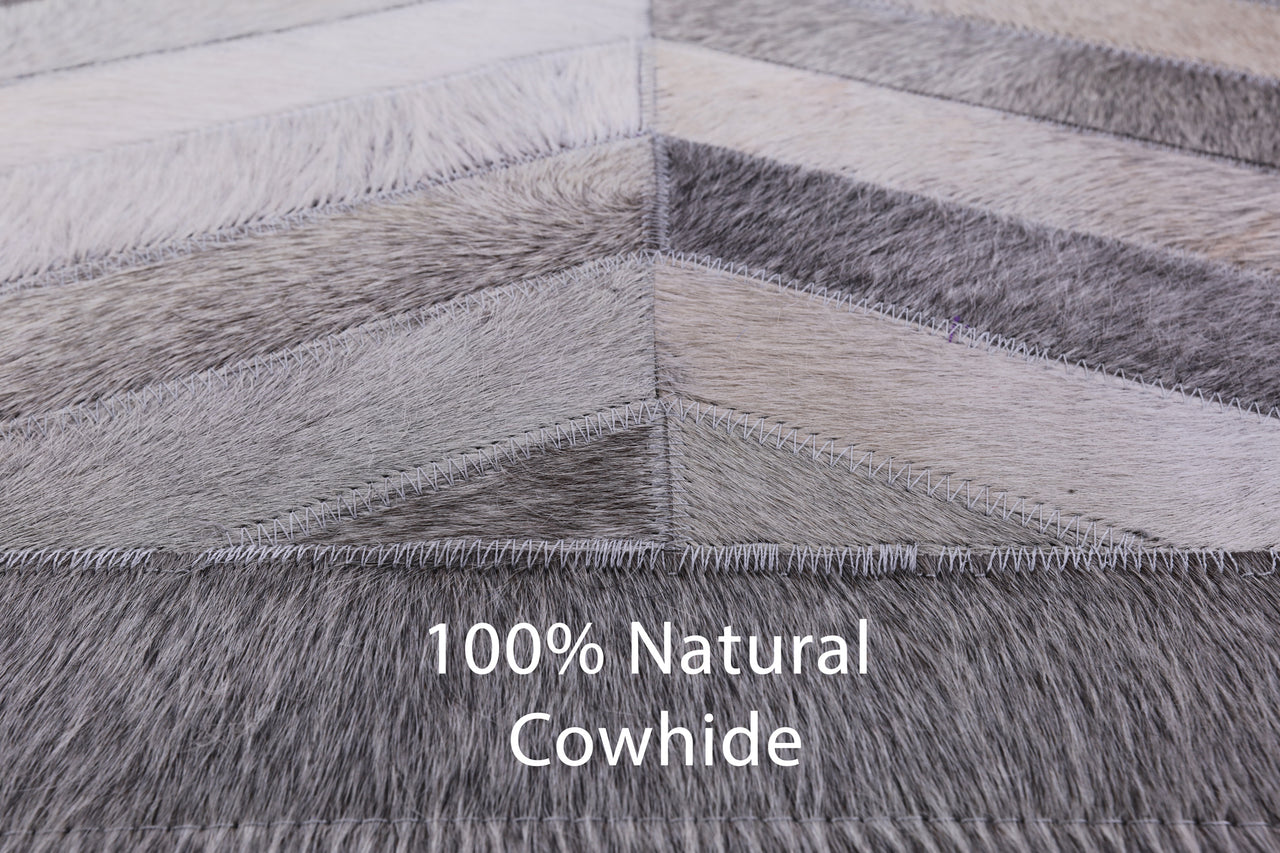 Grey Patchwork Cowhide Rug - 6' 0" x 9' 0"