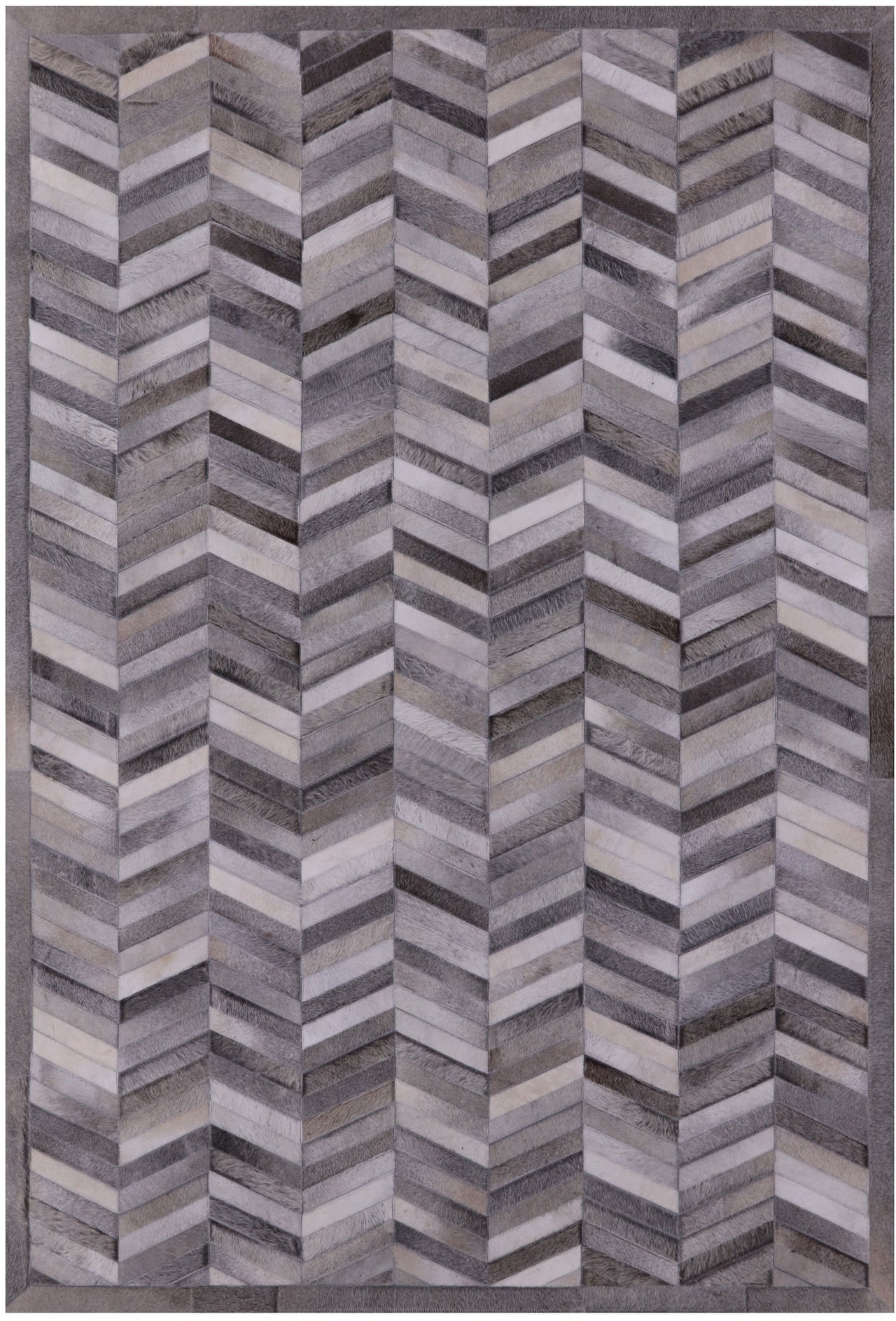 Grey Patchwork Cowhide Rug - 6' 0" x 9' 0"