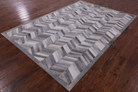 Thumbnail for Grey Patchwork Cowhide Rug - 6' 0