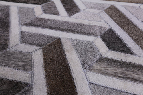 Grey Patchwork Natural Cowhide Rug - 5' 0