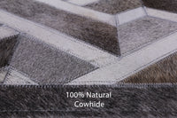 Thumbnail for Grey Patchwork Cowhide Rug - 5' 0