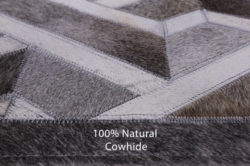 Grey Patchwork Natural Cowhide Rug - 5' 0