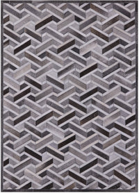 Thumbnail for Grey Patchwork Cowhide Rug - 5' 0