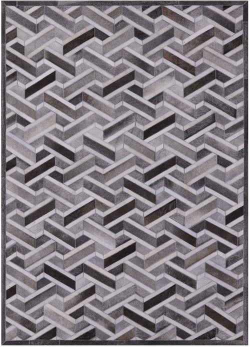 Grey Patchwork Natural Cowhide Rug - 5' 0