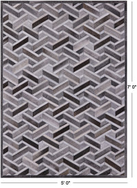 Thumbnail for Grey Patchwork Natural Cowhide Rug - 5' 0