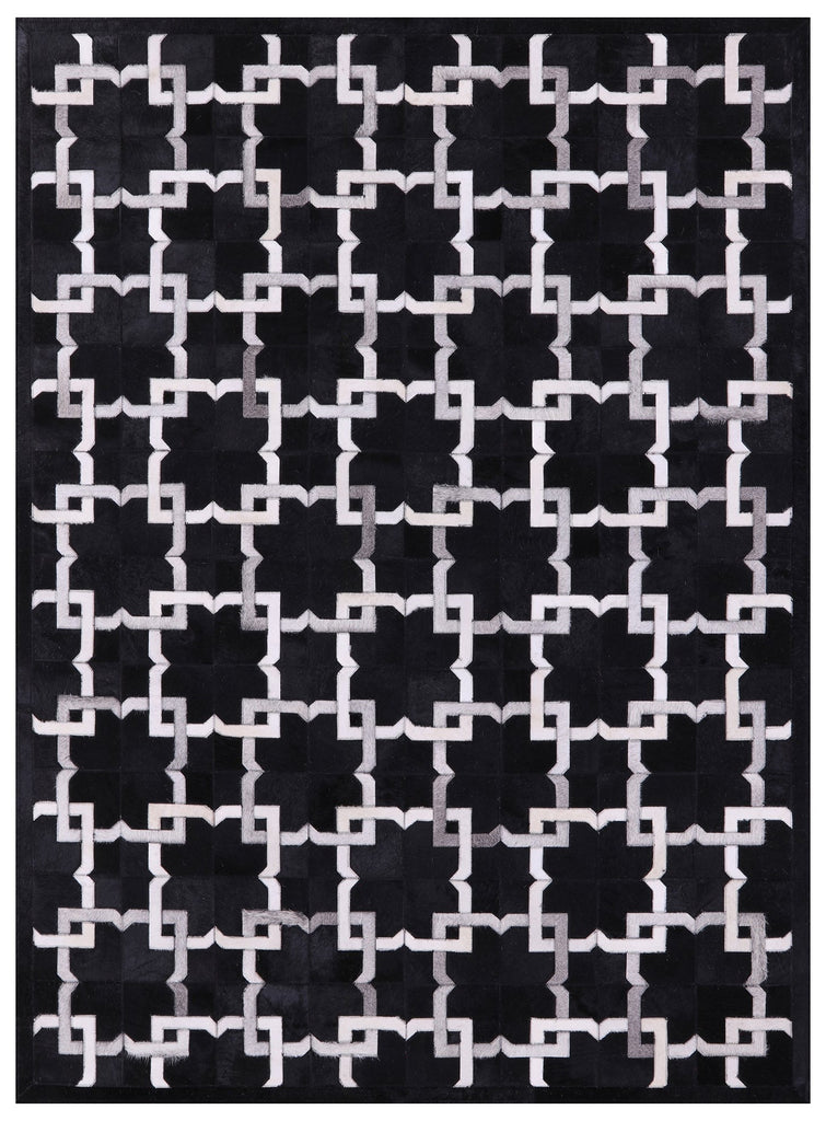 Black Patchwork Natural Cowhide Rug - 5' 0" x 7' 0"