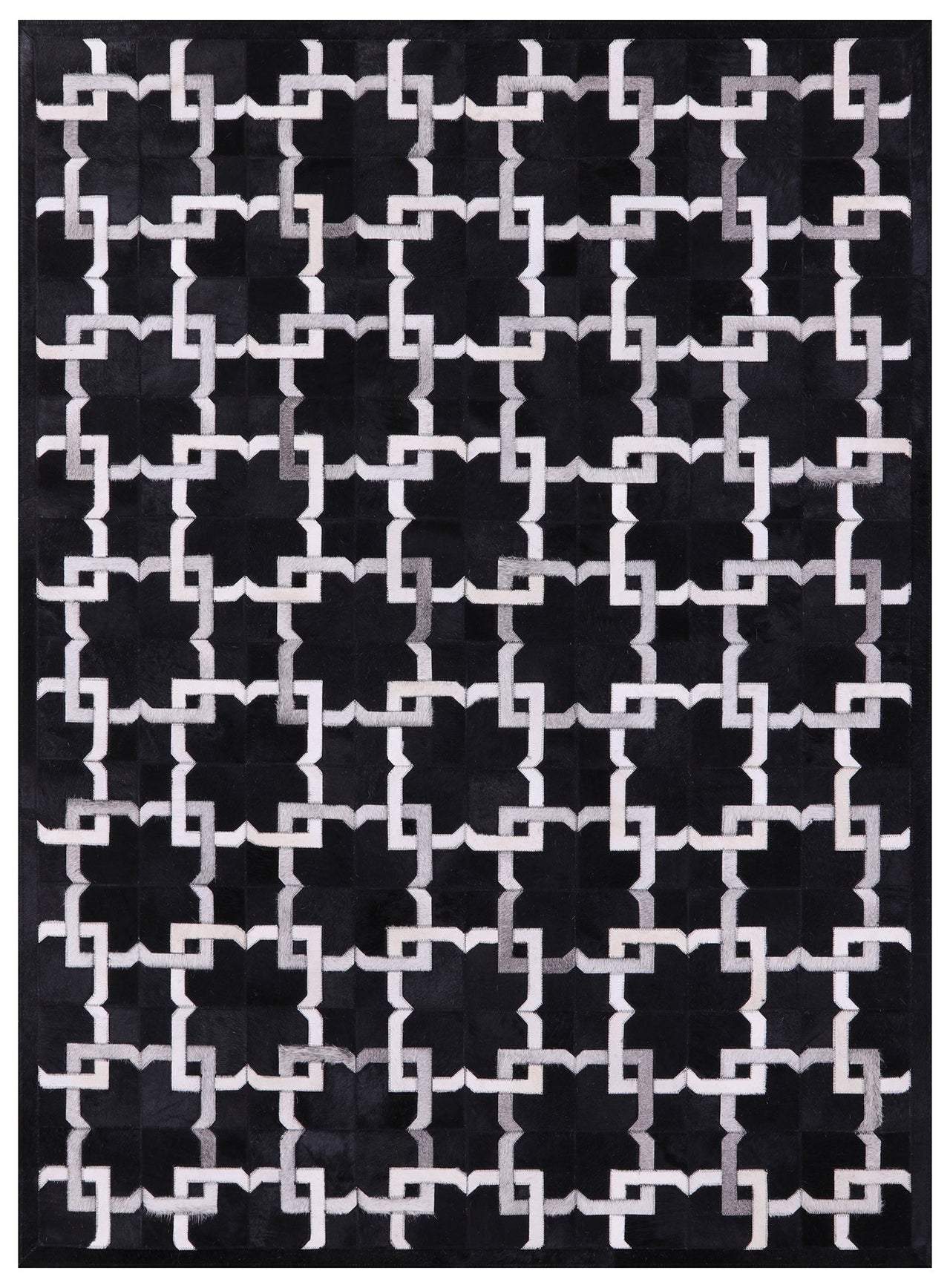 Black Patchwork Cowhide Rug - 5' 0" x 7' 0"