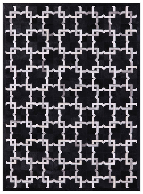 Black Patchwork Natural Cowhide Rug - 5' 0