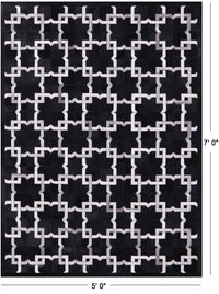 Thumbnail for Black Patchwork Natural Cowhide Rug - 5' 0