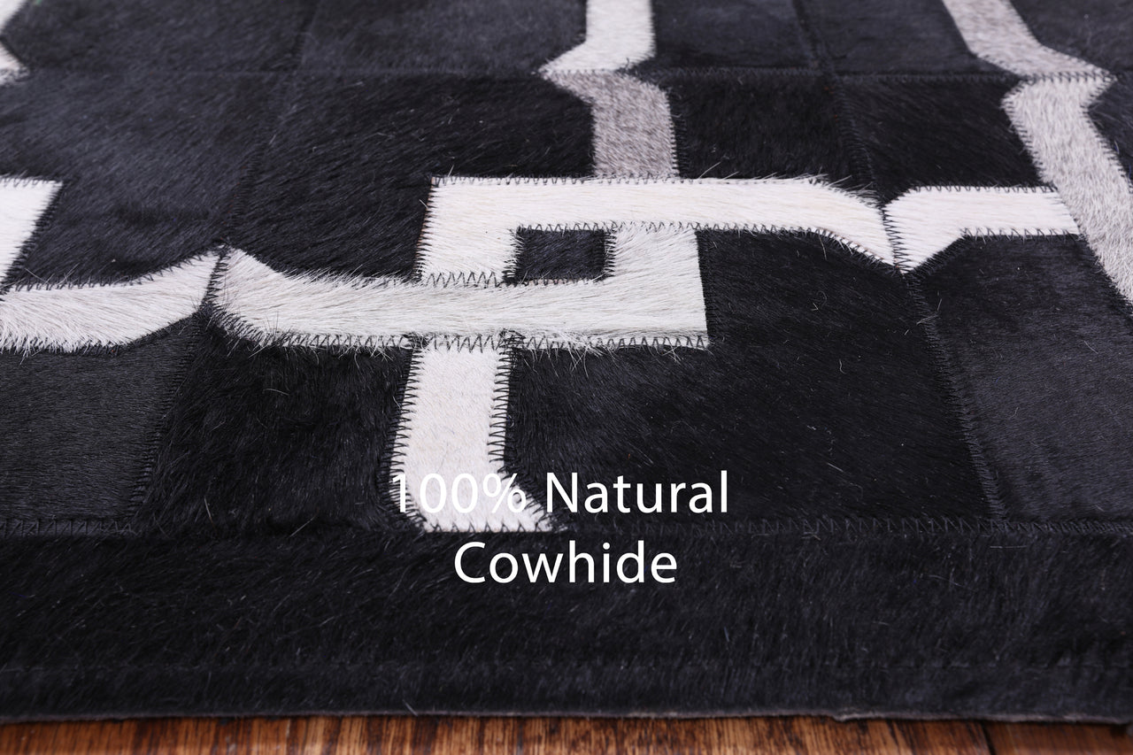 Black Patchwork Cowhide Rug - 5' 0" x 7' 0"