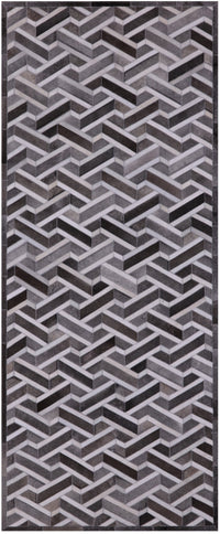 Thumbnail for Grey Patchwork Cowhide Runner Rug - 4' 0