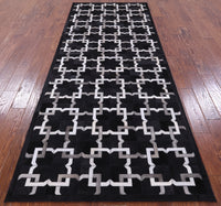 Thumbnail for Black Patchwork Cowhide Runner Rug - 4' 0